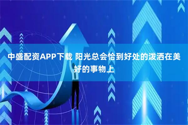 中盛配资APP下载 阳光总会恰到好处的泼洒在美好的事物上